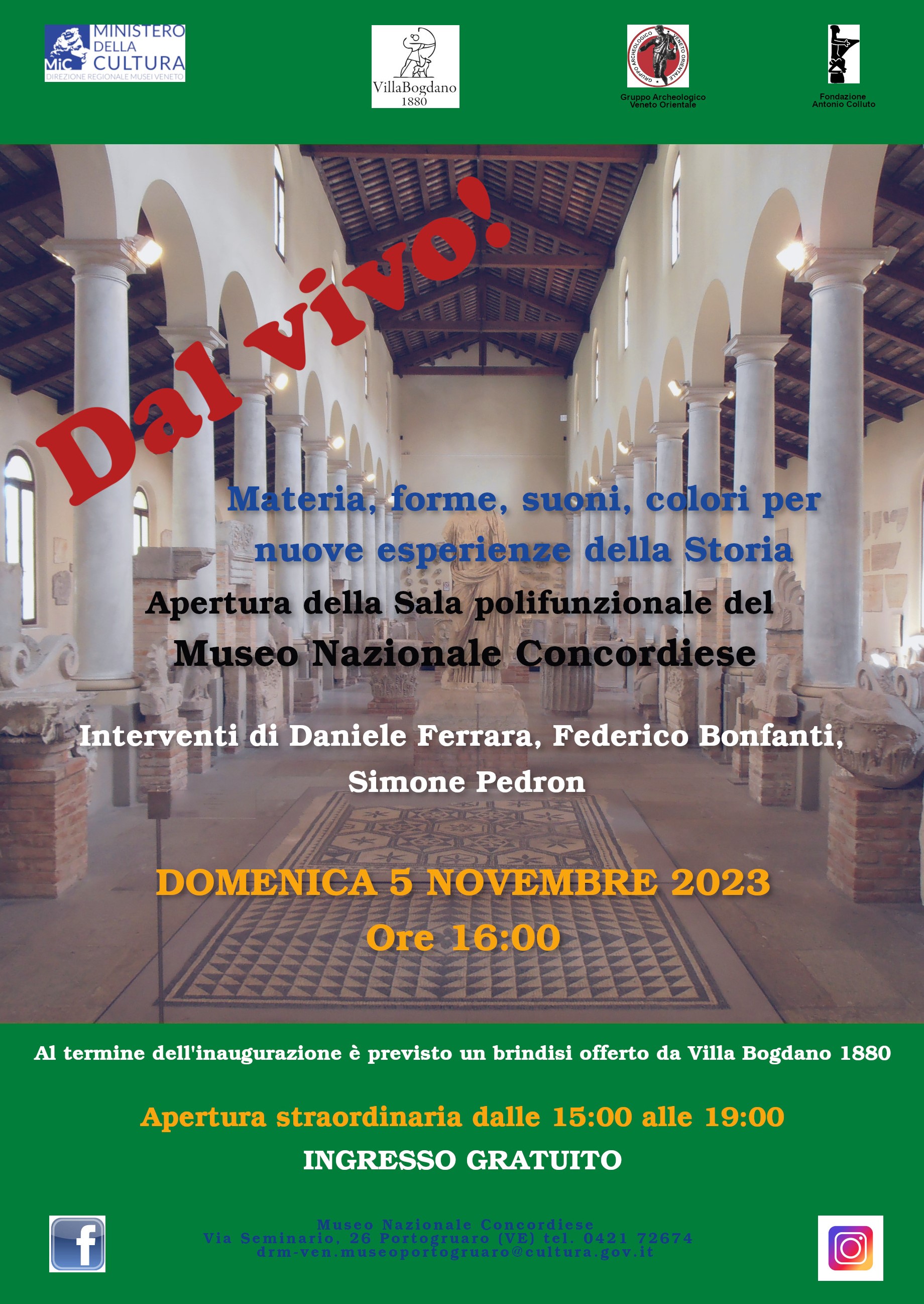 Museo nazionale concordiese di Portogruaro | Dal Vivo! Materia, forme, suoni, colori per nuove esperienze della Storia